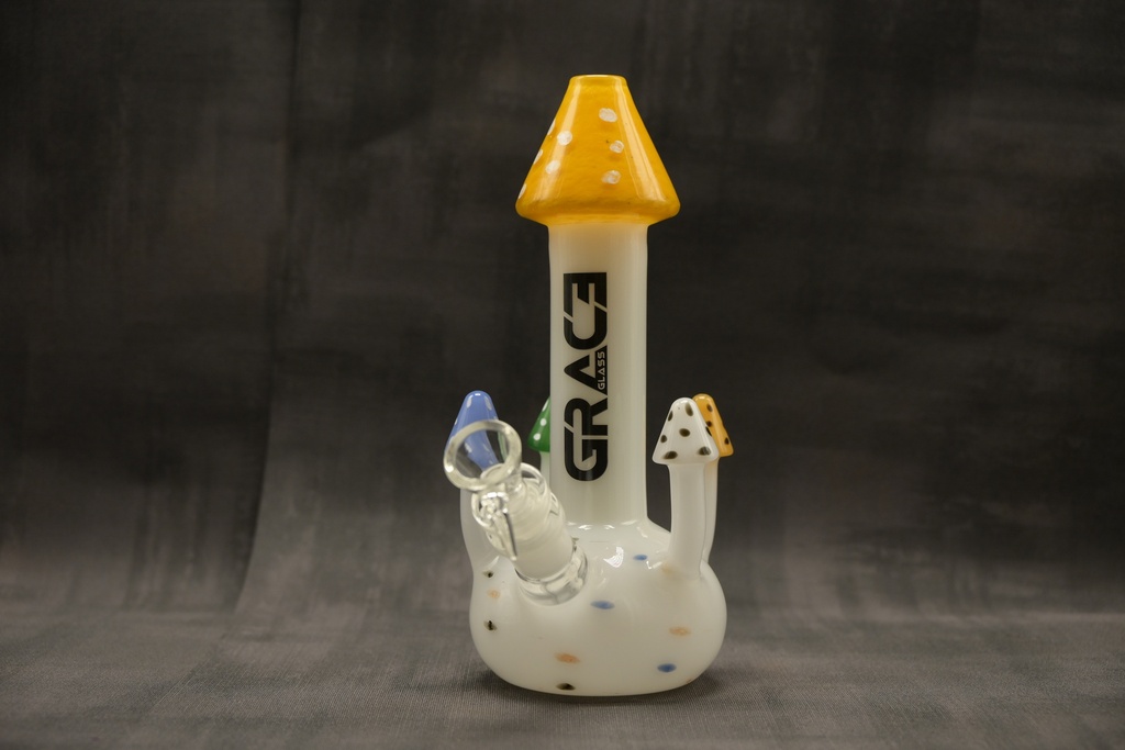 Grace Glass - Magic Mushrooms Bong (Yellow Top)