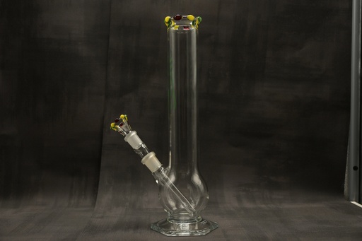 [P0002884] Zenit 500er Bauch mit Sechskantfuß mit Krone Mundstück (rot-gelb-grün) - Normalschliff 18.8 - kein Kickloch - Siebkopf - Logo Grün