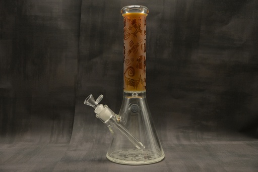 [P0000233] Black Leaf Kokopelli Beaker Bong Ice amber